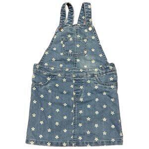 The Children’s Place Girls Denim Overall Dress 4T Blue Floral Boho Chic